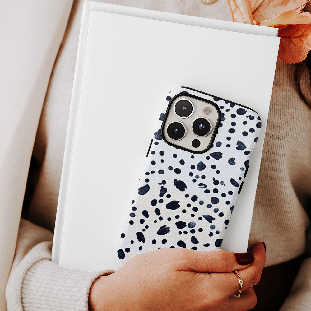 Double-Layer Semi-Handprinted Tough Matte Dots iPhone Case