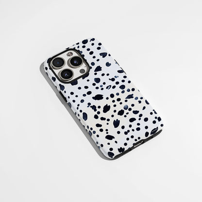 Double-Layer Semi-Handprinted Tough Matte Dots iPhone Case