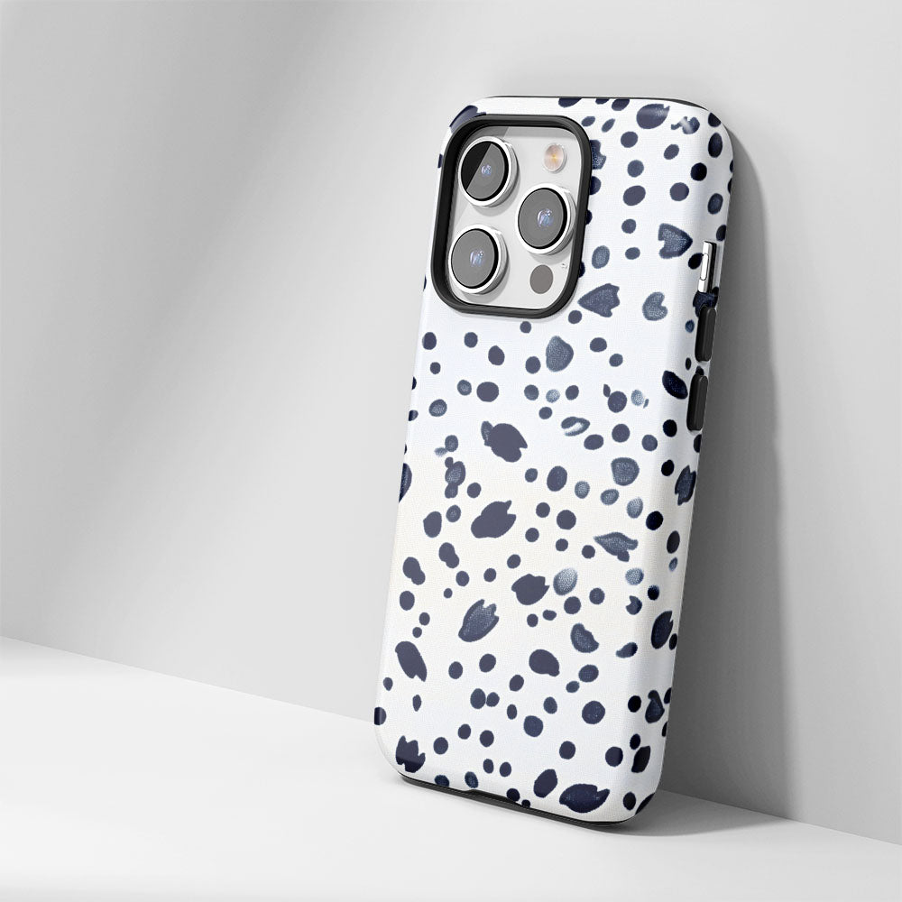 Double-Layer Semi-Handprinted Tough Matte Dots iPhone Case