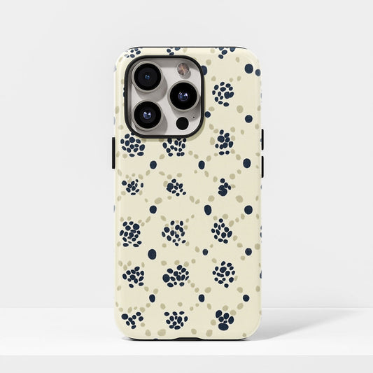 Double-Layer Semi-Handprinted Tough Matte Dots iPhone Case