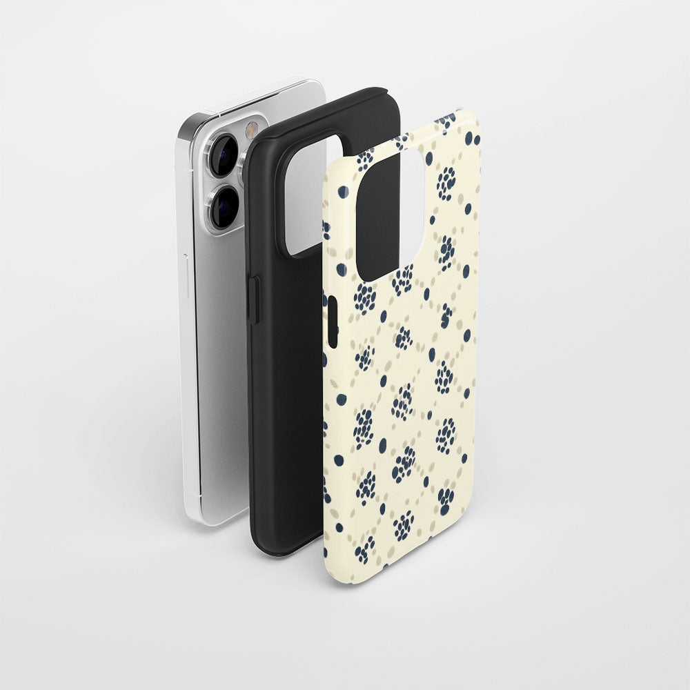 Double-Layer Semi-Handprinted Tough Matte Dots iPhone Case