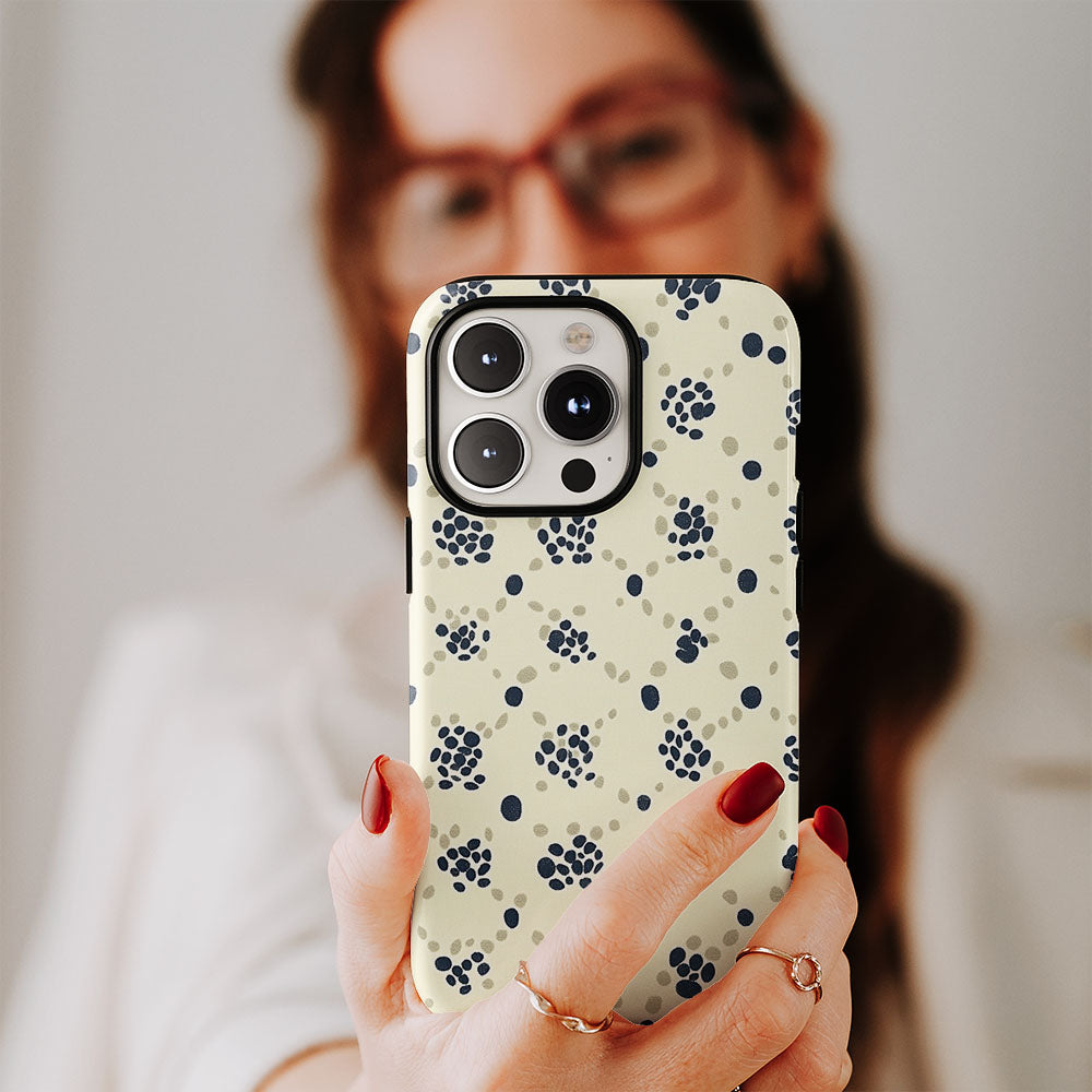 Double-Layer Semi-Handprinted Tough Matte Dots iPhone Case