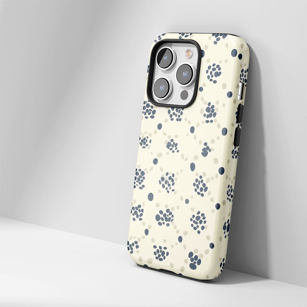 Double-Layer Semi-Handprinted Tough Matte Dots iPhone Case