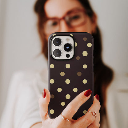 Double-Layer Semi-Handprinted Tough Matte Dots iPhone Case