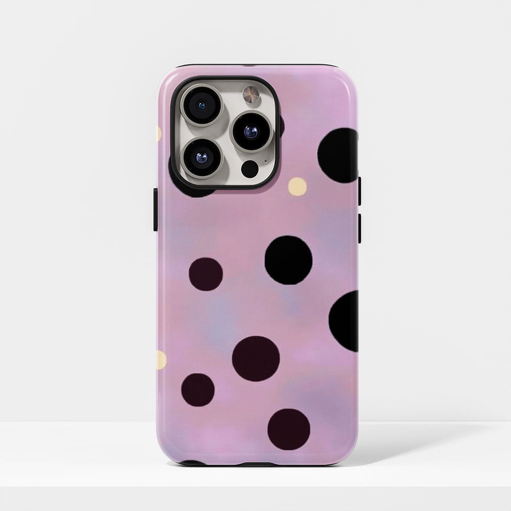 Double-Layer Semi-Handprinted Tough Matte Dots iPhone Case