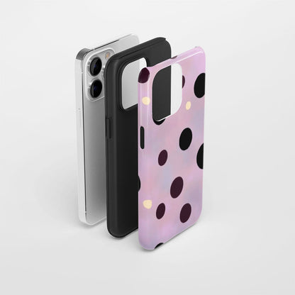 Double-Layer Semi-Handprinted Tough Matte Dots iPhone Case