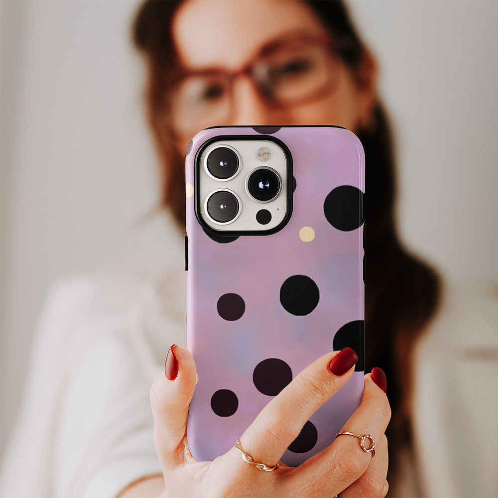 Double-Layer Semi-Handprinted Tough Matte Dots iPhone Case