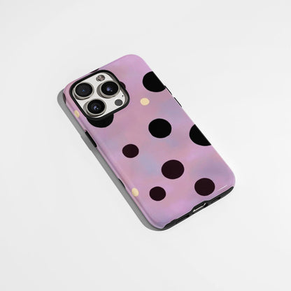 Double-Layer Semi-Handprinted Tough Matte Dots iPhone Case