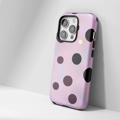 Double-Layer Semi-Handprinted Tough Matte Dots iPhone Case