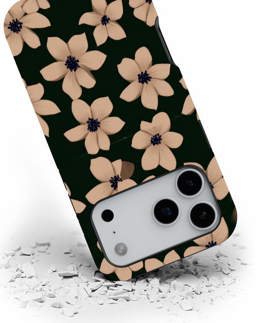 Double-Layer Semi-Handprinted Tough Matte Flowers iPhone Case