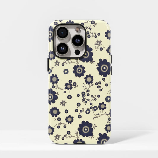 Double-Layer Semi-Handprinted Tough Matte Flowers iPhone Case