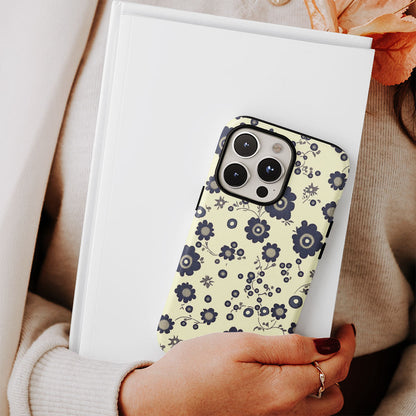 Double-Layer Semi-Handprinted Tough Matte Flowers iPhone Case