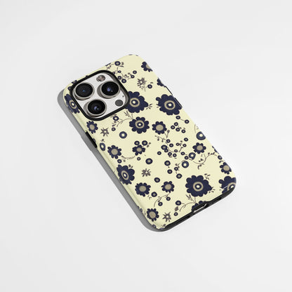 Double-Layer Semi-Handprinted Tough Matte Flowers iPhone Case