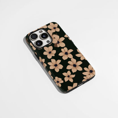 Double-Layer Semi-Handprinted Tough Matte Flowers iPhone Case