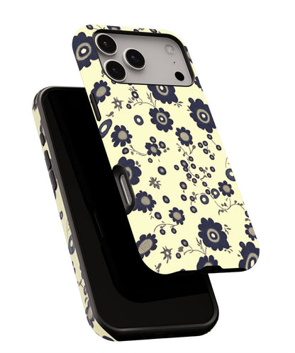 Double-Layer Semi-Handprinted Tough Matte Flowers iPhone Case