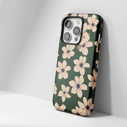 Double-Layer Semi-Handprinted Tough Matte Flowers iPhone Case