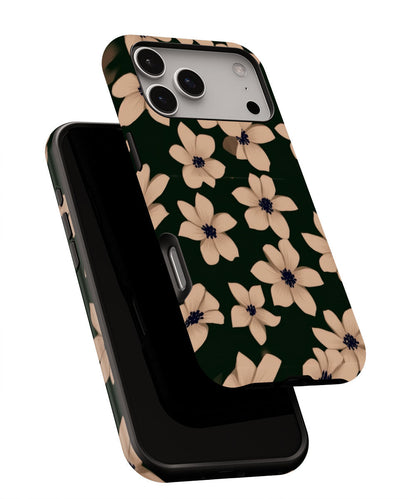 Double-Layer Semi-Handprinted Tough Matte Flowers iPhone Case