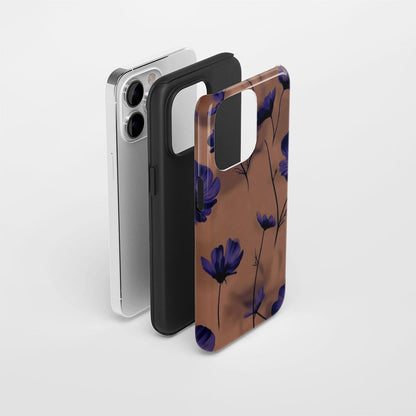 Double-Layer Semi-Handprinted Tough Matte Flowers iPhone Case