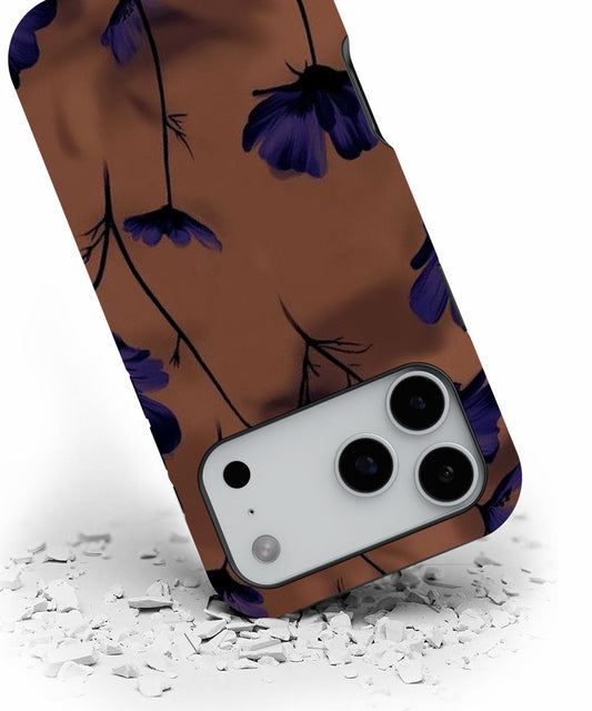 Double-Layer Semi-Handprinted Tough Matte Flowers iPhone Case
