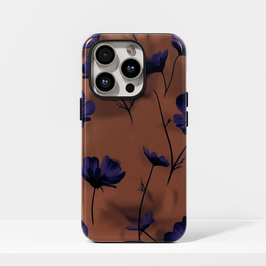 Double-Layer Semi-Handprinted Tough Matte Flowers iPhone Case