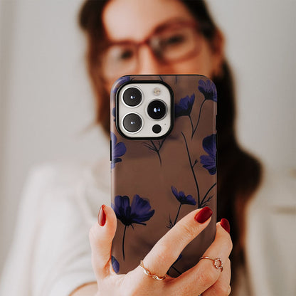 Double-Layer Semi-Handprinted Tough Matte Flowers iPhone Case