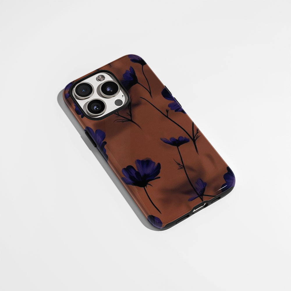 Double-Layer Semi-Handprinted Tough Matte Flowers iPhone Case