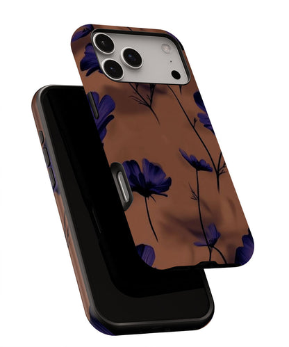 Double-Layer Semi-Handprinted Tough Matte Flowers iPhone Case