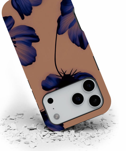 Double-Layer Semi-Handprinted Tough Matte Flowers iPhone Case