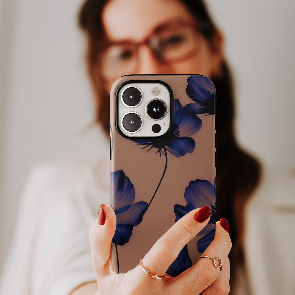 Double-Layer Semi-Handprinted Tough Matte Flowers iPhone Case