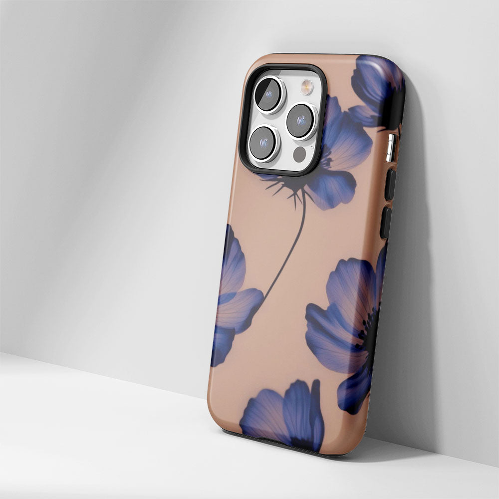 Double-Layer Semi-Handprinted Tough Matte Flowers iPhone Case