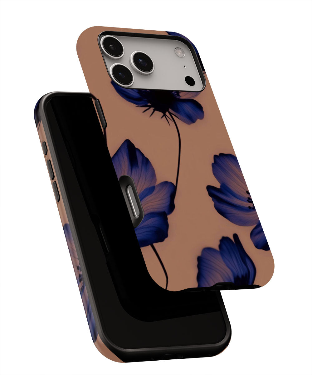Double-Layer Semi-Handprinted Tough Matte Flowers iPhone Case