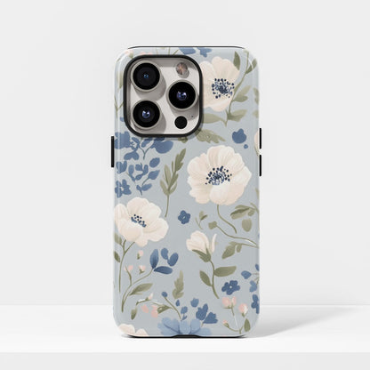 Double-Layer Semi-Handprinted Tough Matte Flowers iPhone Case