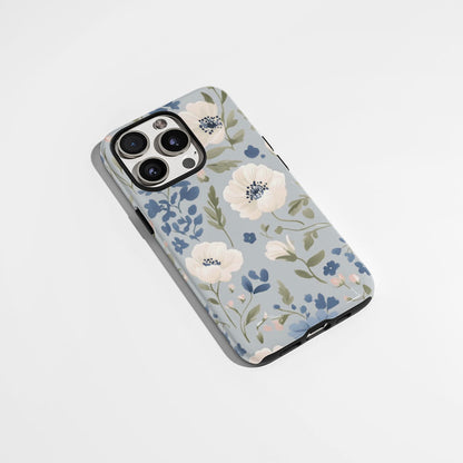 Double-Layer Semi-Handprinted Tough Matte Flowers iPhone Case