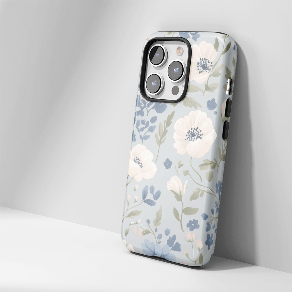 雙層半手印花堅韌霧面花朵 iPhone 手機殼