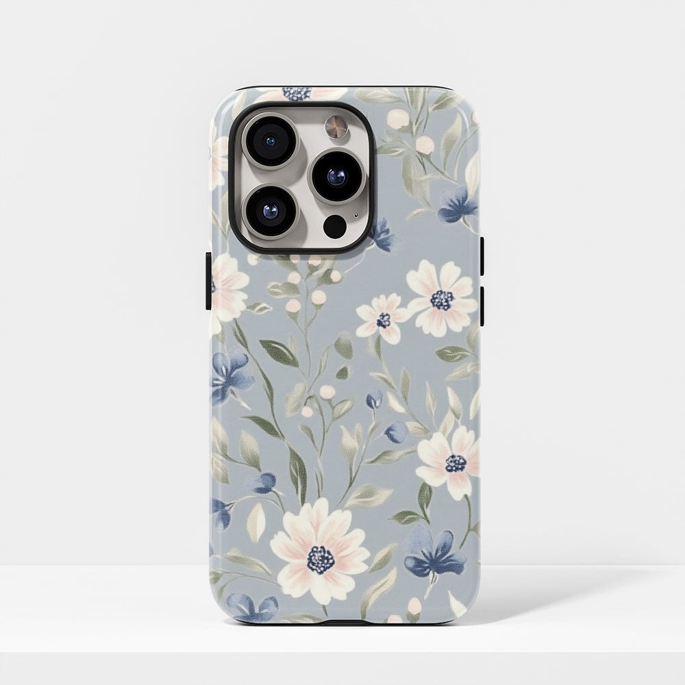 雙層半手印花堅韌霧面花朵 iPhone 手機殼