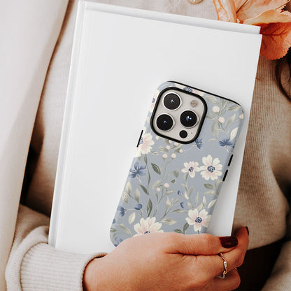 Double-Layer Semi-Handprinted Tough Matte Flowers iPhone Case