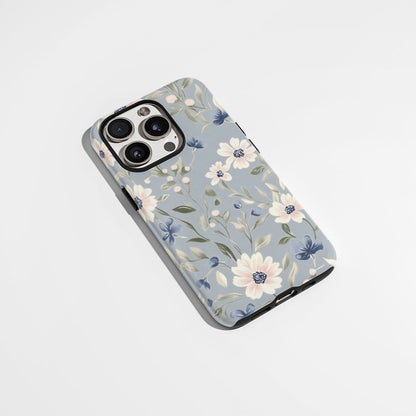 Double-Layer Semi-Handprinted Tough Matte Flowers iPhone Case