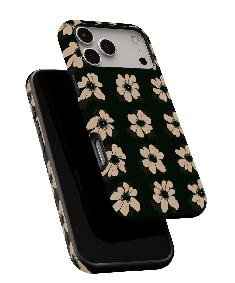 Double-Layer Semi-Handprinted Tough Matte Flowers iPhone Case