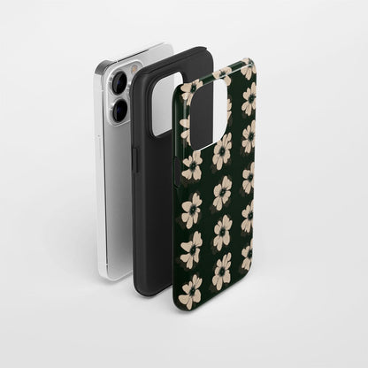 Double-Layer Semi-Handprinted Tough Matte Flowers iPhone Case