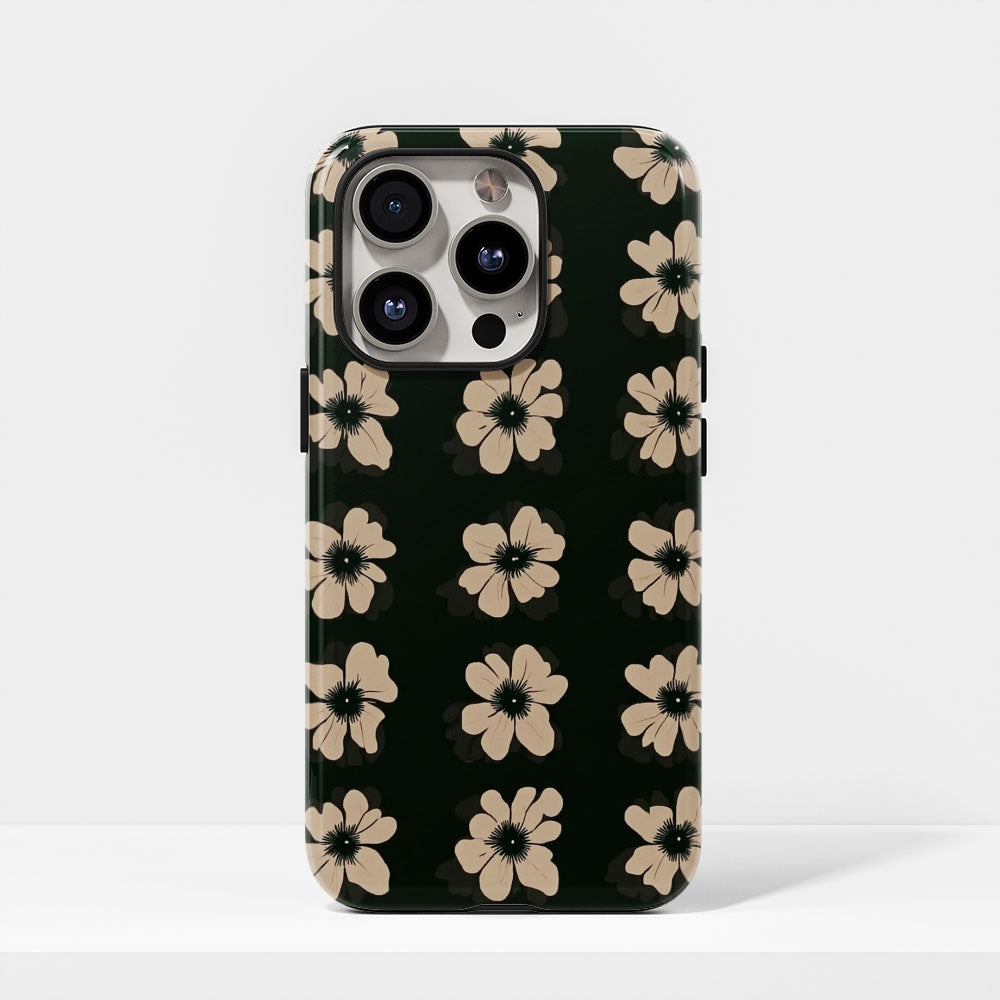 Double-Layer Semi-Handprinted Tough Matte Flowers iPhone Case