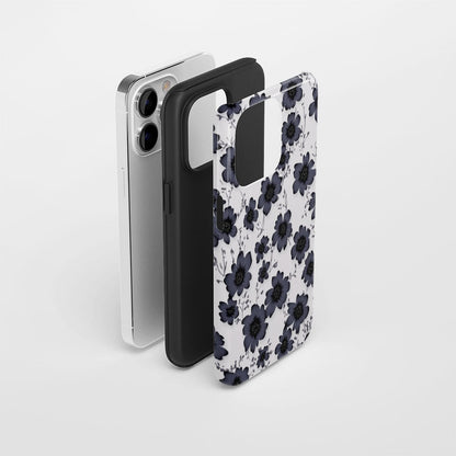 Double-Layer Semi-Handprinted Tough Matte Flowers iPhone Case