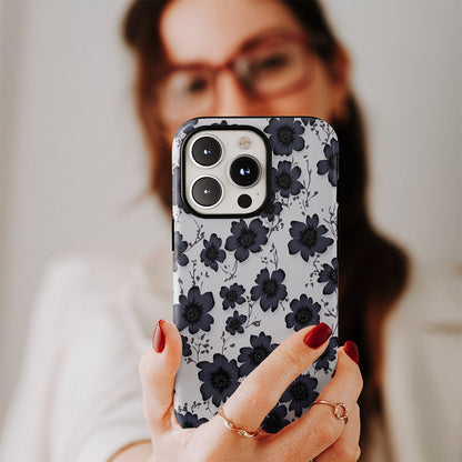 Double-Layer Semi-Handprinted Tough Matte Flowers iPhone Case