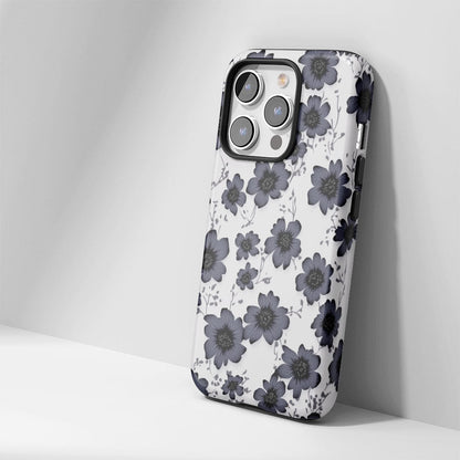 Double-Layer Semi-Handprinted Tough Matte Flowers iPhone Case