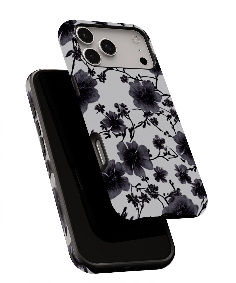 Double-Layer Semi-Handprinted Tough Matte Flowers iPhone Case