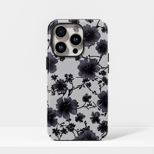 Double-Layer Semi-Handprinted Tough Matte Flowers iPhone Case