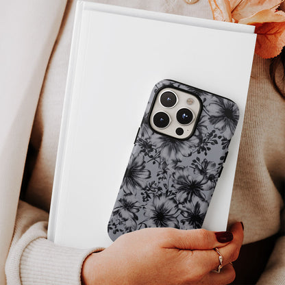 Double-Layer Semi-Handprinted Tough Matte Flowers iPhone Case