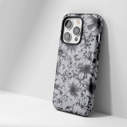 Double-Layer Semi-Handprinted Tough Matte Flowers iPhone Case