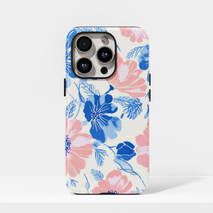 Double-Layer Semi-Handprinted Tough Matte Flowers iPhone Case