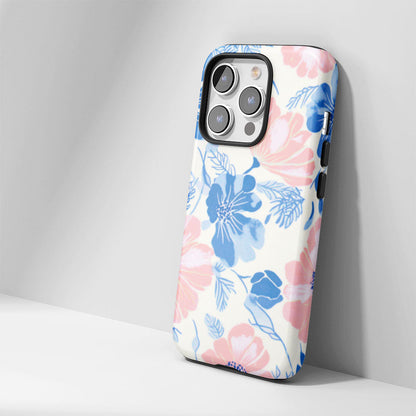 Double-Layer Semi-Handprinted Tough Matte Flowers iPhone Case