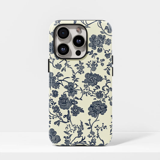 Double-Layer Semi-Handprinted Tough Matte Flowers iPhone Case